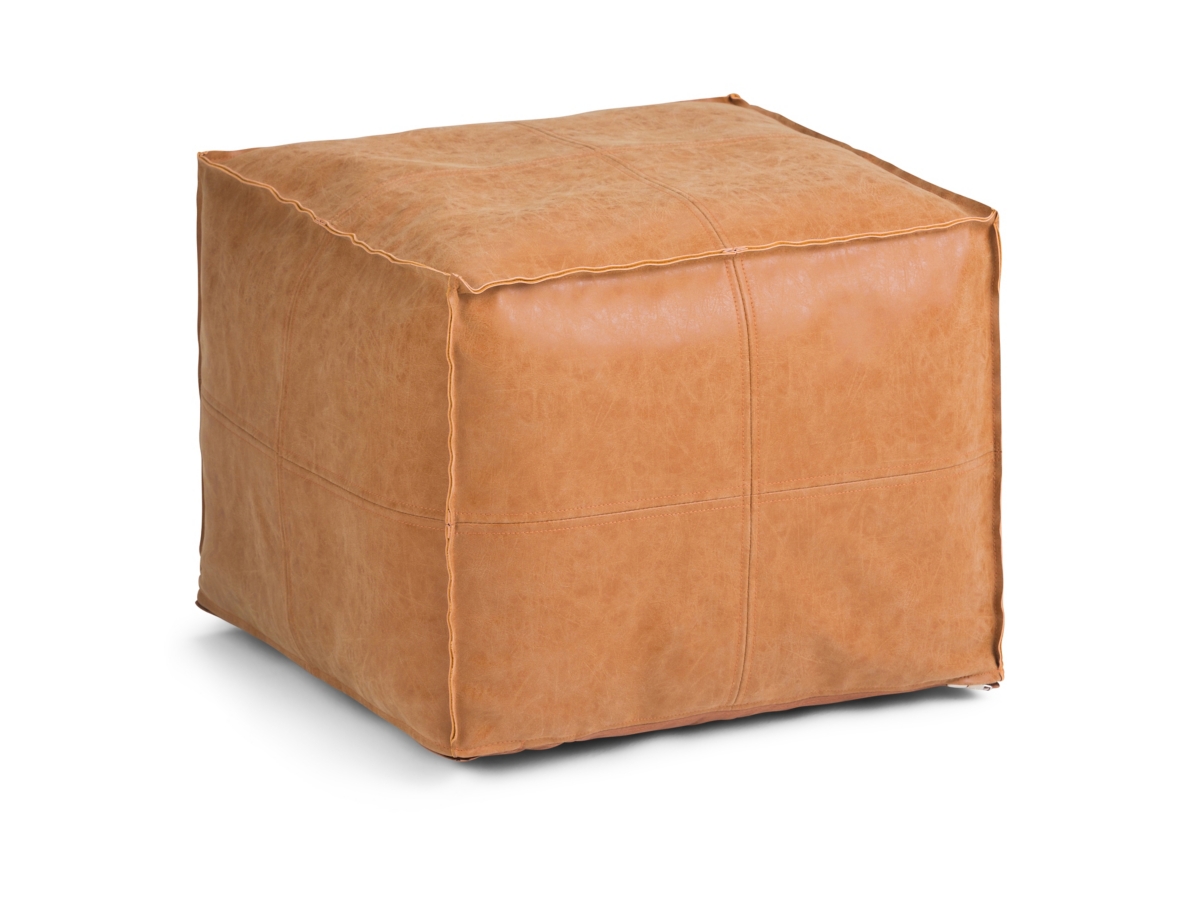 Simpli Home Brody Pouf, Distressed Brown, large