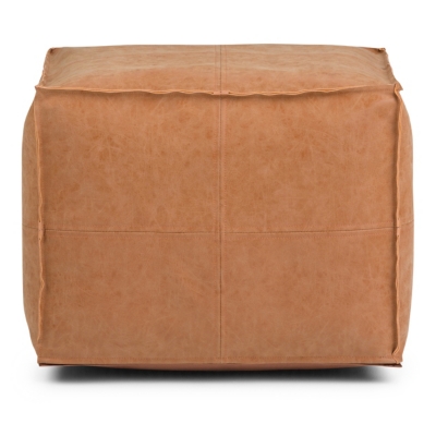 Simpli Home Brody Pouf, Distressed Brown, large