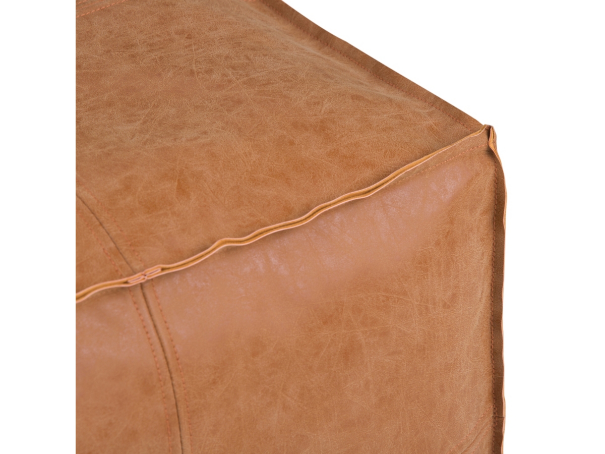 Simpli Home Brody Pouf, Distressed Brown, large
