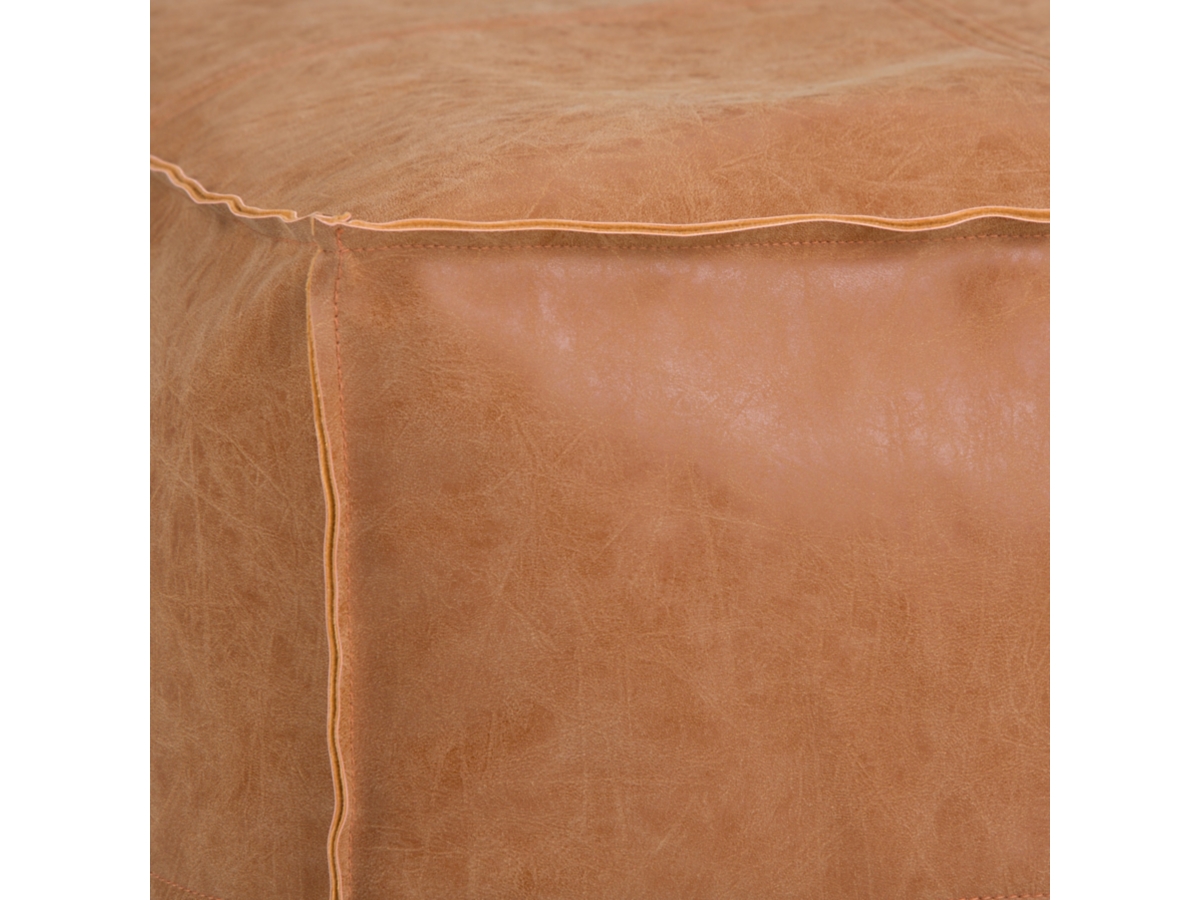 Simpli Home Brody Pouf, Distressed Brown, large