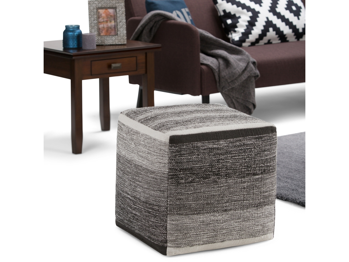 Simpli Home Naya Pouf, Gray, large
