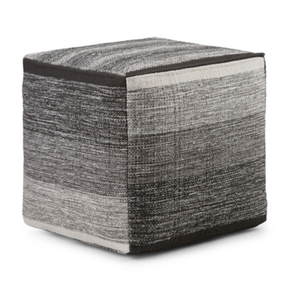 Simpli Home Naya Pouf, Gray, large