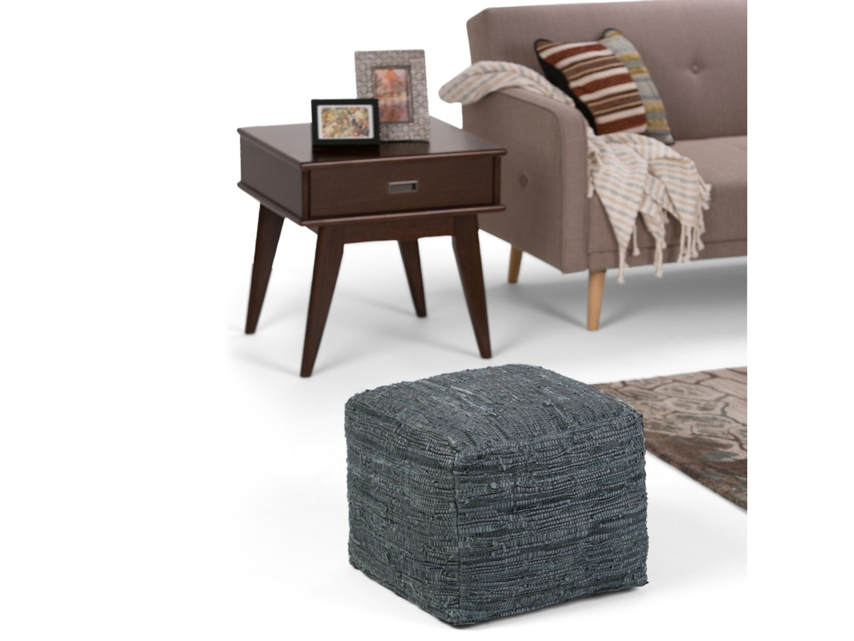 Simpli Home Fredrik Pouf, Gray, large