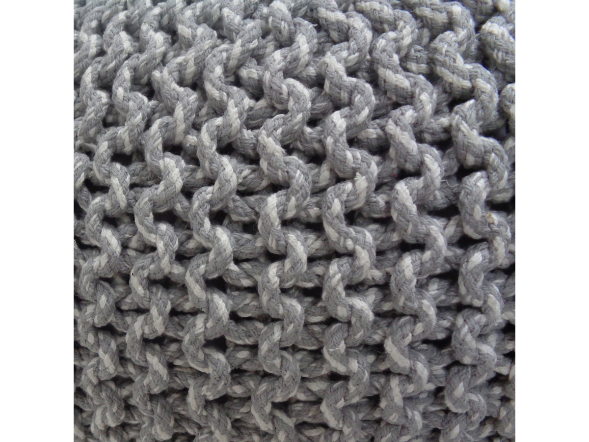 Simpli Home Nikki Hand Knit Pouf, Gray, large