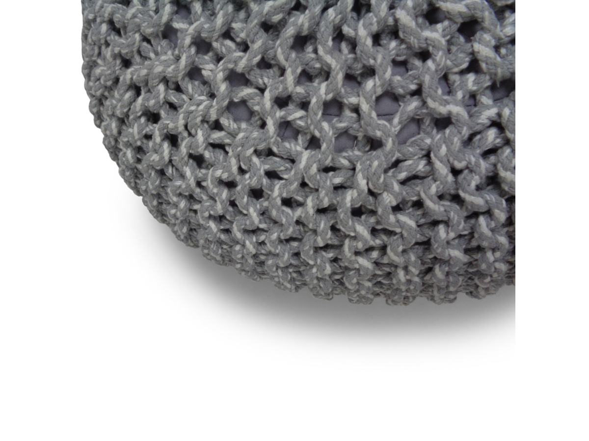 Simpli Home Nikki Hand Knit Pouf, Gray, large