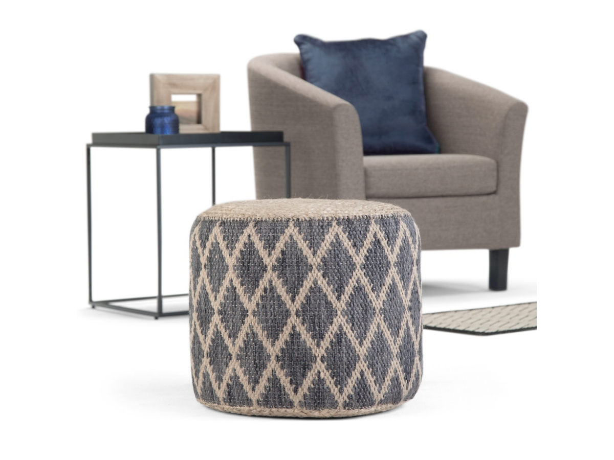 Simpli Home Edgeley Pouf, Gray/Natural, large