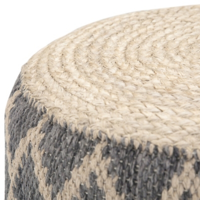 Simpli Home Edgeley Pouf, Gray/Natural, large