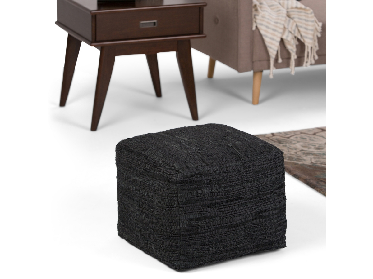 Simpli Home Fredrik Pouf, Black, large