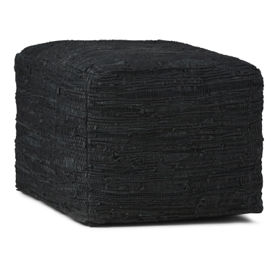 Simpli Home Fredrik Pouf, Black, large