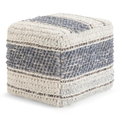Simpli Home Grady Pouf, Blue/Natural, large