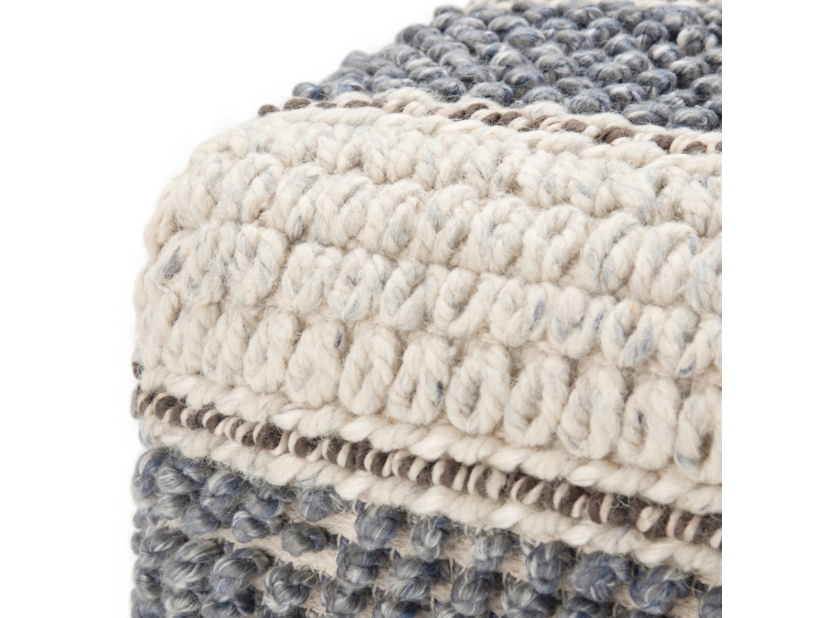 Simpli Home Grady Pouf, Blue/Natural, large