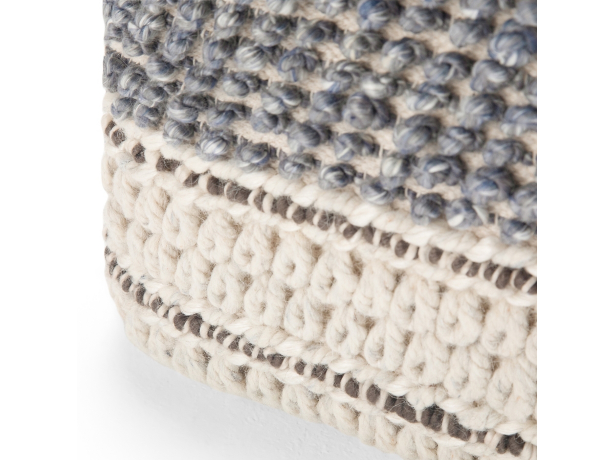 Simpli Home Grady Pouf, Blue/Natural, large