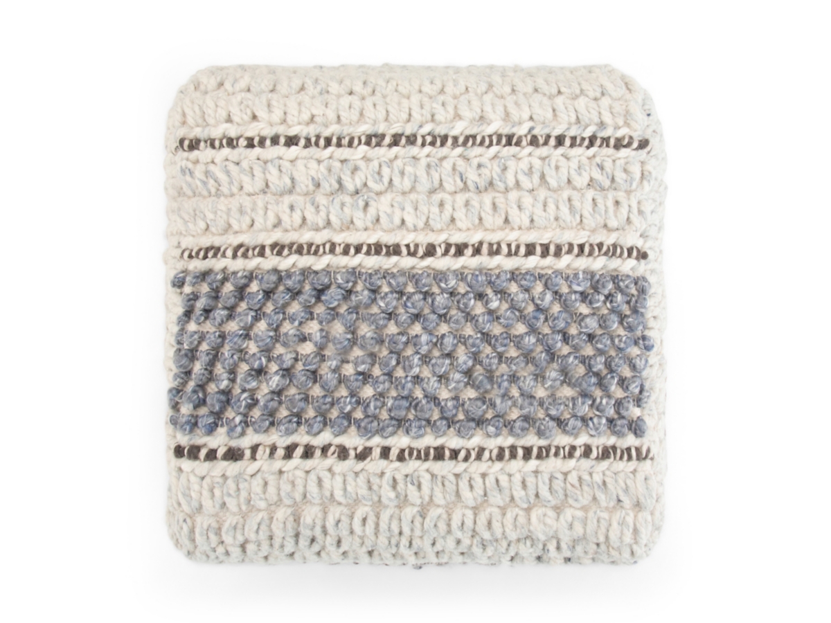 Simpli Home Grady Pouf, Blue/Natural, large