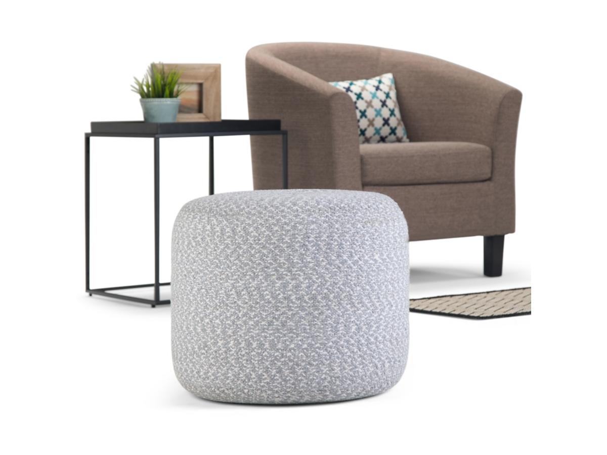 Simpli Home Bayley Braided Pouf, Blue/Natural, large
