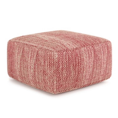 Simpli Home Nate Pouf, Maroon, large