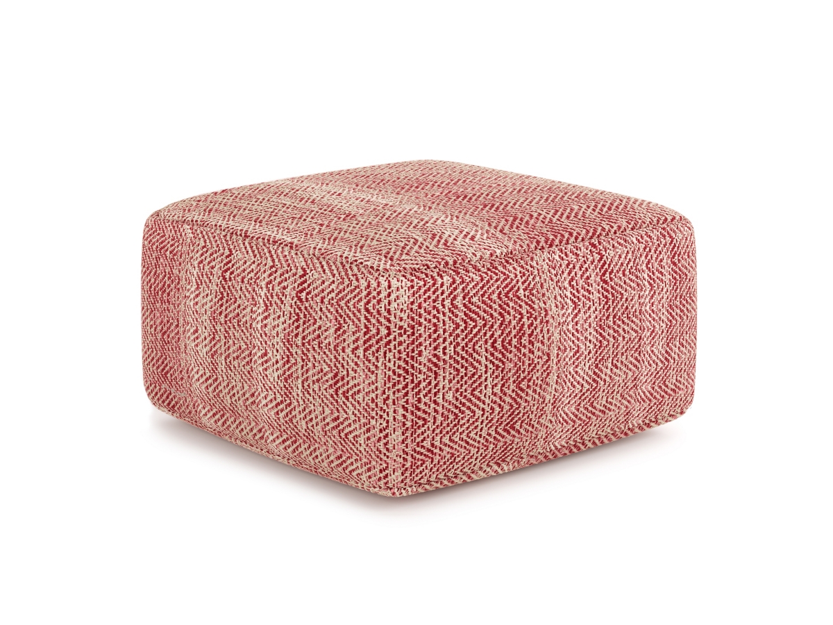 Simpli Home Nate Pouf, Maroon, large