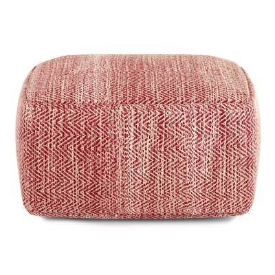 Simpli Home Nate Pouf, Maroon, large