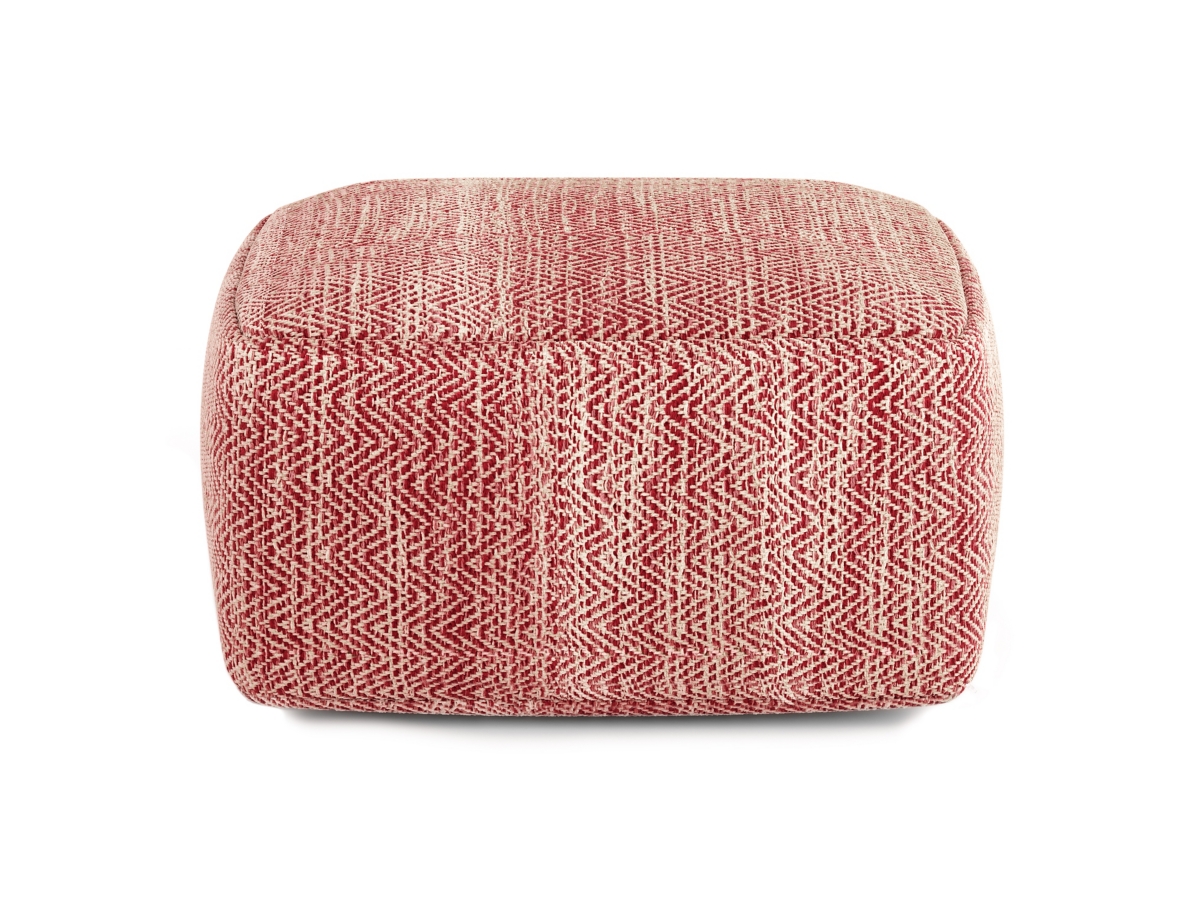 Simpli Home Nate Pouf, Maroon, large
