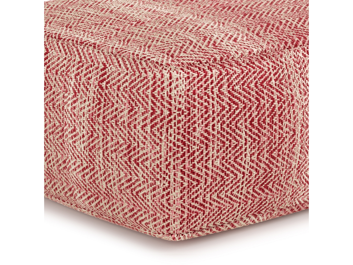 Simpli Home Nate Pouf, Maroon, large