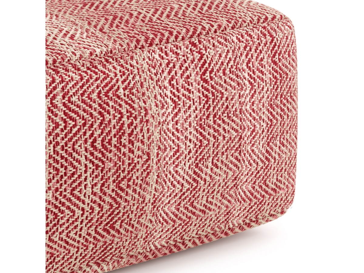Simpli Home Nate Pouf, Maroon, large