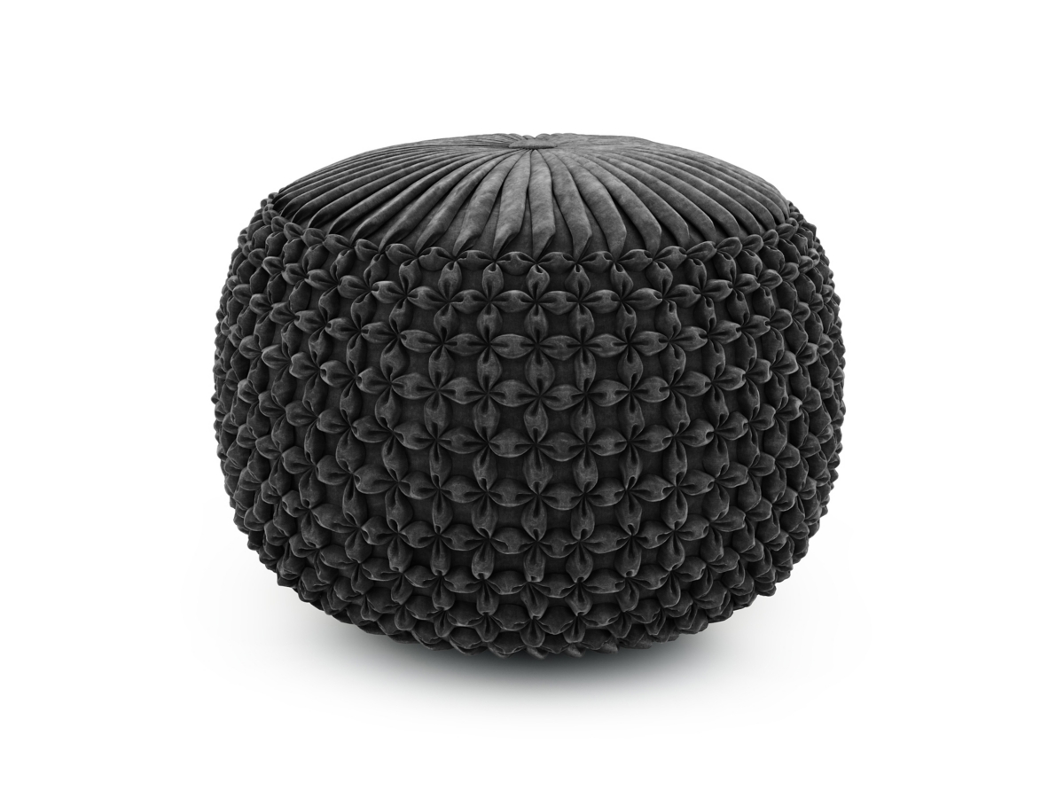 Simpli Home Renee Pouf, Slate Gray, large