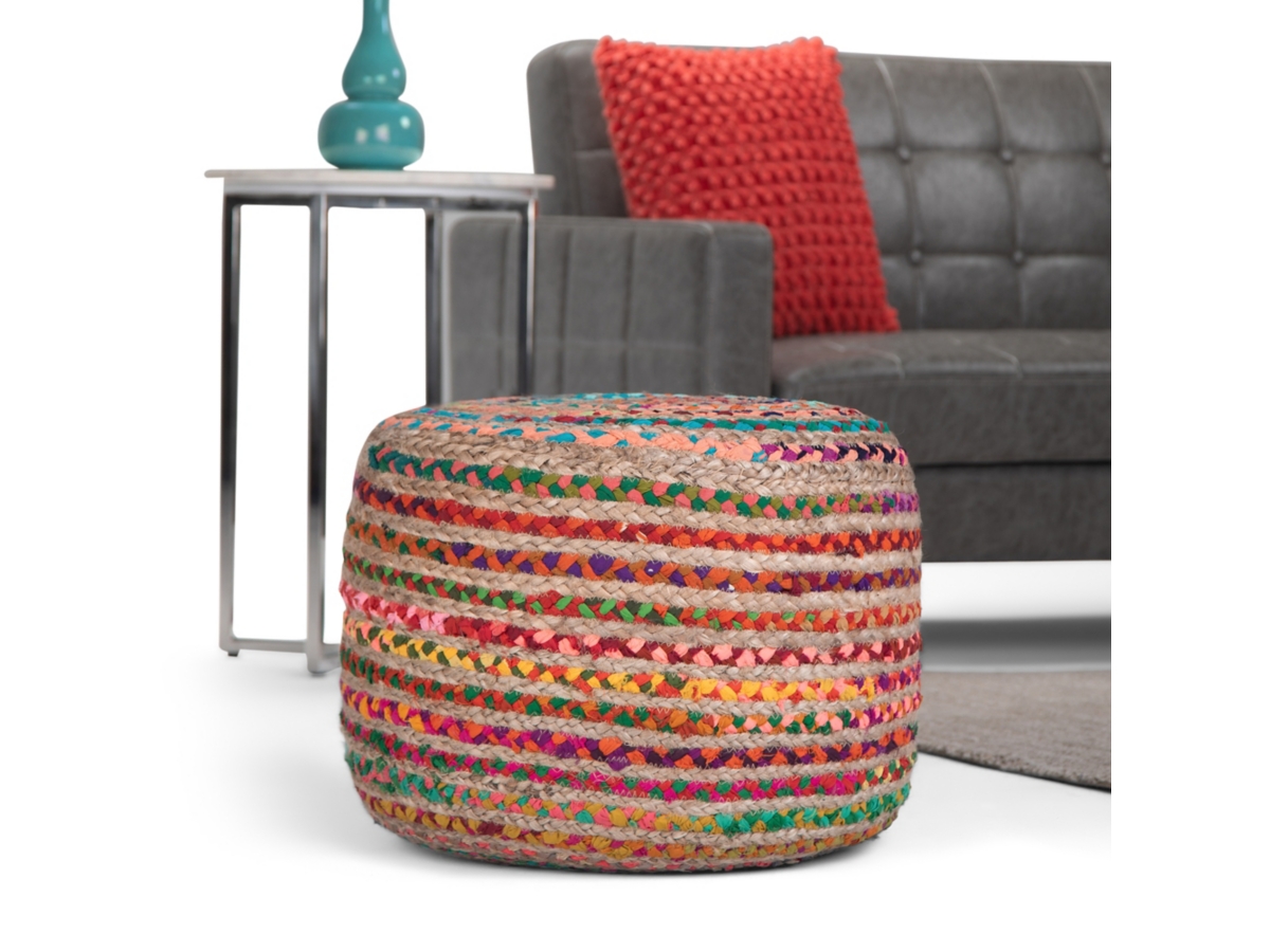 Simpli Home Margo Pouf, Multi, large