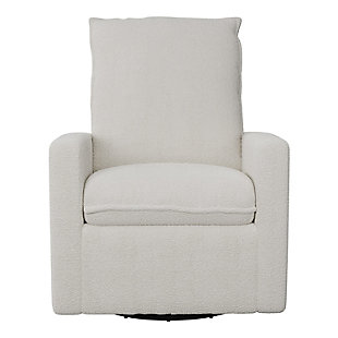 CorLiving Boucle Nursery Glider Recliner Chair, White, large