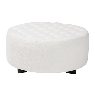 Baxton Studio Athena Boucle Round Ottoman, , large