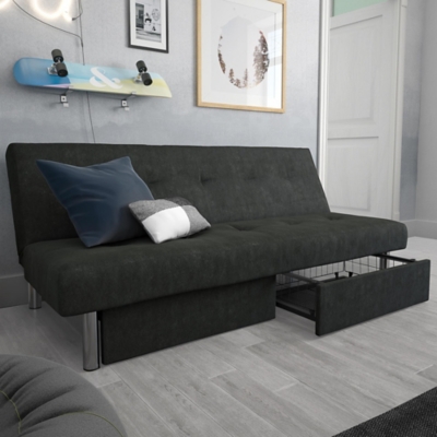 DHP Jilian Storage Futon, Gray, rollover
