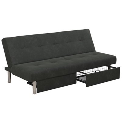 DHP Jilian Storage Futon, Gray, large