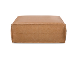 Simpli Home Brody Square Distressed Faux Leather Ottoman