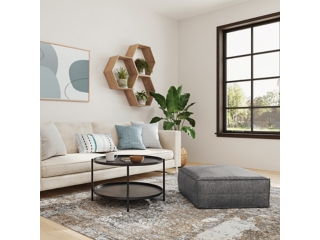 Simpli Home Brody Square Distressed Faux Leather Ottoman