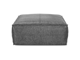 Simpli Home Brody Square Distressed Faux Leather Ottoman