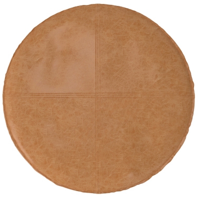 Simpli Home Brody Round Ottoman in Distressed Faux Leather, , large