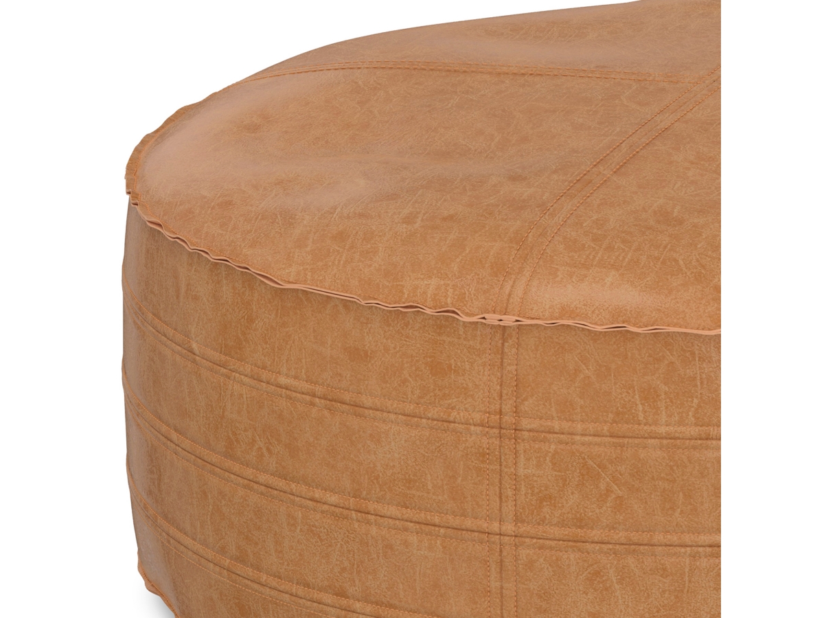 Distressed leather pouf hotsell