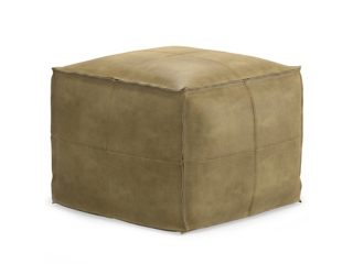 Simpli Home Sheffield Square Ottoman in Distressed Leather