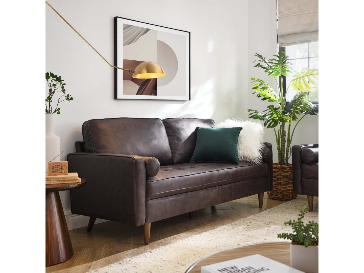 Small modern store leather sofa