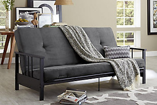 Atwater Living Halo Metal Arm Futon with Mattress, , rollover