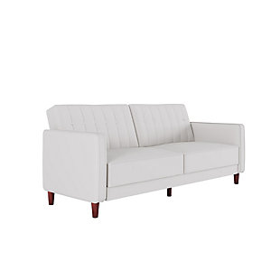 Atwater Living Lenna Faux Leather Tufted Futon, White, large