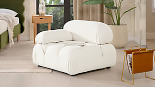 Marcel Bubble Boucle Modular Reversible Lounge Arm Chair, Ivory White, rollover