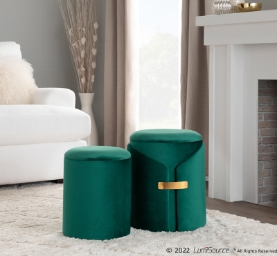 LumiSource Dahlia Ottoman Set, Green, rollover