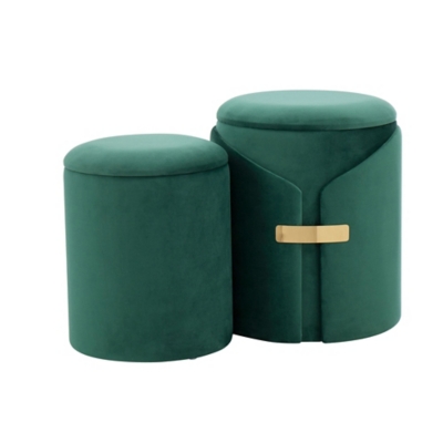 LumiSource Dahlia Ottoman Set, Green, large
