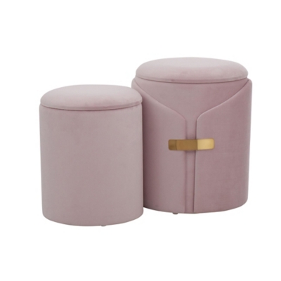 LumiSource Dahlia Ottoman Set, Blush Pink, large