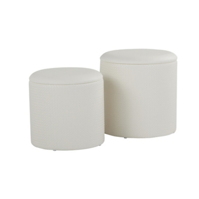 LumiSource Maverick Nesting Ottoman Set, Cream, large