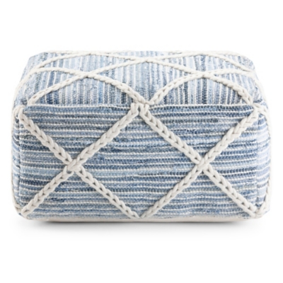 Simpli Home Cowan Square Ottoman, Blue/Natural, large