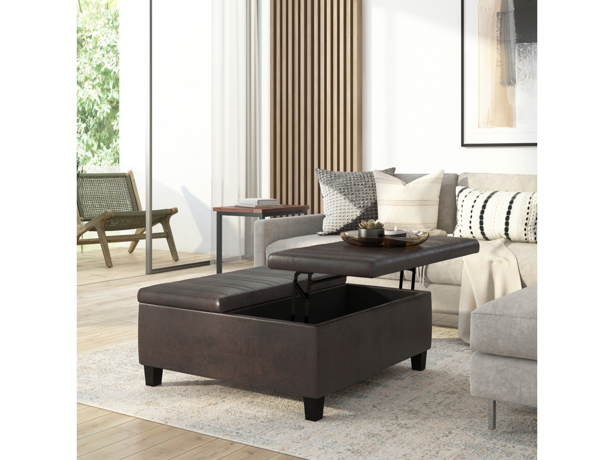 Simpli Home Ellis Coffee Table Storage Ottoman Ashley