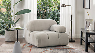 Marcel Bubble Boucle Modular Reversible Lounge Arm Chair, Pebble Gray, rollover