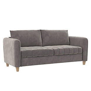 CosmoLiving Coco Velvet Sofa, Rustic Gray, large