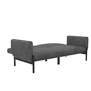 Atwater Living Lloyd Faux Leather Futon, Distressed Charcoal Black, rollover