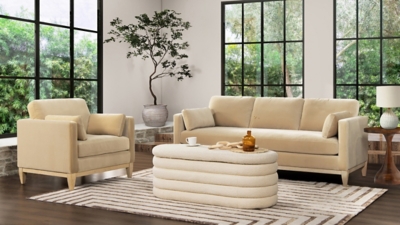Living room setup with Knox sofa and ottoman